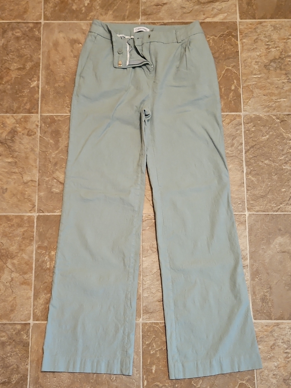 Calvin Klein Men's Pale Blue Straight-Leg Chinos
